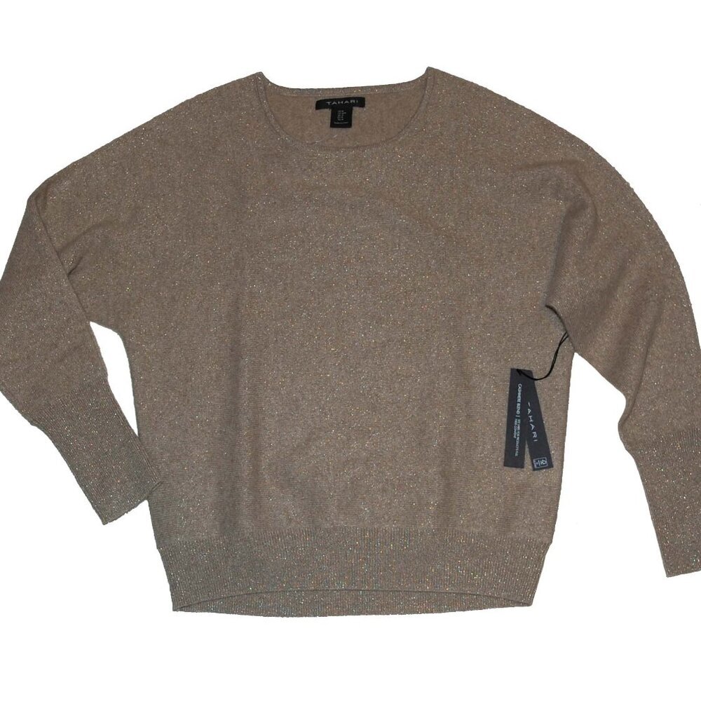 NWT Tahari Women's Cashmere Glimmer Pullover Sweater Medium M